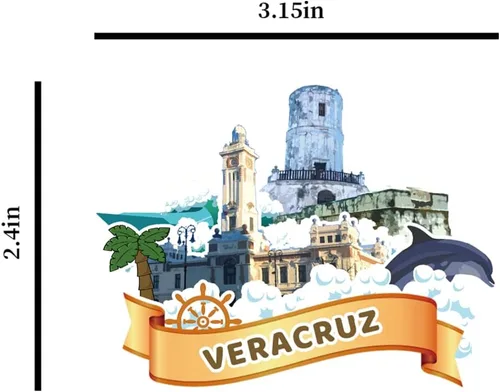 Vista 4 de Veracruz México - Imán de madera para nevera, colección 3D, madera 3D, hecho a mano, recuerdos de la ciudad, imán para nevera, decoración del hogar