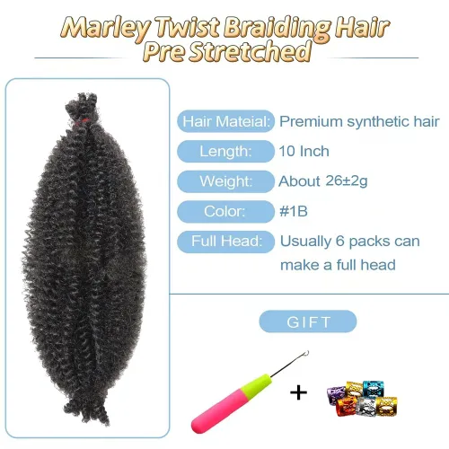 Vista 5 de Cabello para trenzar de 10 pulgadas para locs suaves sintéticos, trenzas de ganchillo Passion Spring Cuban Twist Hair Butterfly Loc Marley Twist