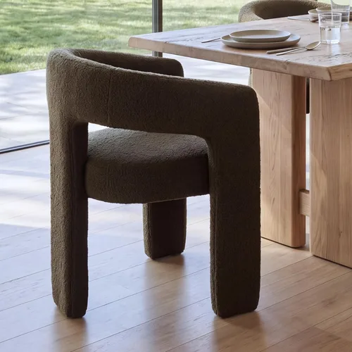 Vista 29 de Silla moderna de comedor en barril, silla de cocina acentuada tapizada en cuero sintético con brazos, silla lateral cómoda para sala de blanco