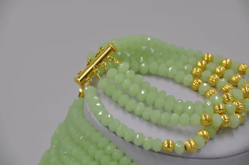Vista 6 de Boda de Nigeria África Beads Verde Menta y dorado nupcial joyería Sets