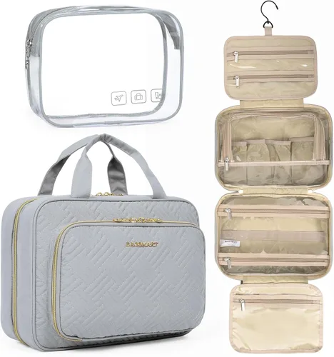 Vista 9 de BAGSMART Neceser de viaje colgante con organizador de maquillaje aprobado por la TSA, bolsa cosmética transparente para artículos de aseo personal