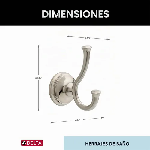 Vista 5 de Toallero de gancho doble "Cassidy" de Delta Faucet, 79735-SS