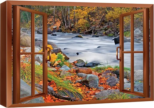 Vista 12 de Cuadro decorativo con diseño de ventana moderna blanca con vista, de la marca Wall26®