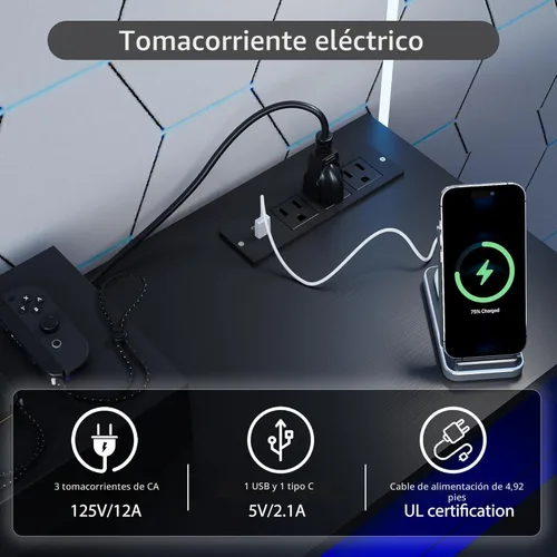 Vista 5 de MXV - Soporte de TV con chimenea de 70 pulgadas con toma de corriente para televisores de hasta 80 pulgadas, centro de entretenimiento con chimenea