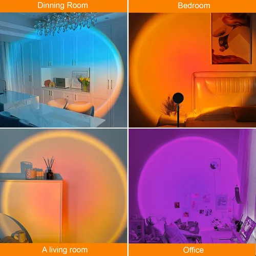 Vista 6 de Proyector de lámpara LED de puesta de sol, iluminación de estado de ánimo con cambio de 21 colores mediante aplicación y control remoto, iluminación