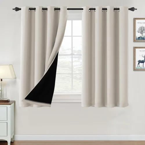 Vista 120 de H.VERSAILTEX Cortinas 100% de opacidad para dormitorio, con aislamiento térmico, cortinas opacas de 63 pulgadas de largo, cortinas de bloqueo