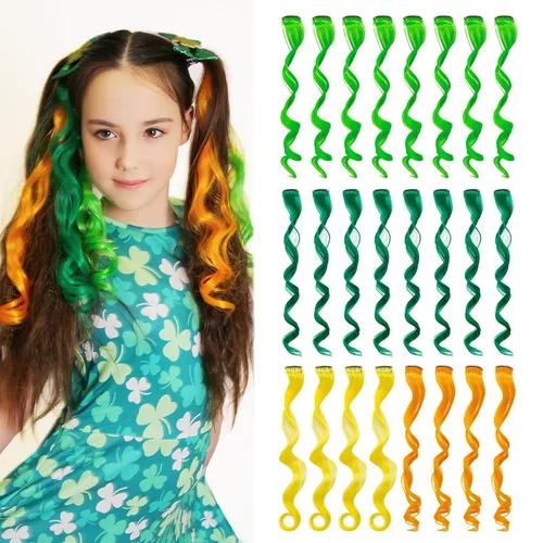 Vista 13 de Dreamlover Extensiones de cabello con brillantina para niñas, accesorios para el cabello para mujeres, 24 piezas