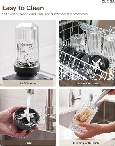 Vista 15 de iCucina Cubetto - Licuadora personal compacta de 1000 W y herramienta aromática, mezcladora minimalista para bebidas congeladas, batidos y batidos