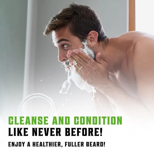 Vista 7 de Best Deal Juego de acondicionador para barba con aceite de argán y jojoba, suaviza y fortalece menta natural y aroma a eucalipto, champú para barba