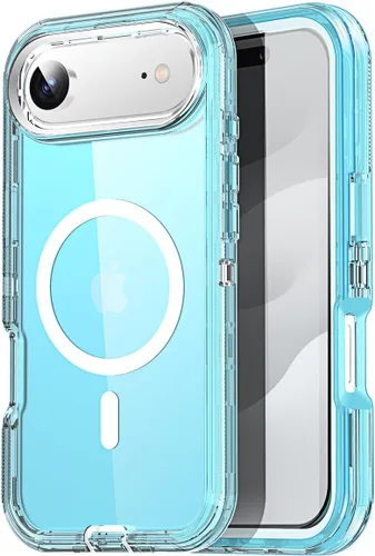 Vista 29 de AICase Funda transparente para iPhone 16e/13/iPhone 14, compatible con MagSafe 3 en 1, resistente protección contra caídas, cuerpo completo, a