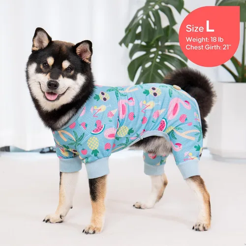 Vista 5 de KYEESE Pijamas para perros, pijamas ligeras para perros pequeños, pijamas de malla transpirable para perros, ropa de una sola pieza suave, cómoda