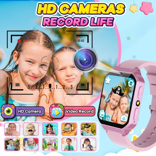 Vista 4 de Reloj inteligente para niños de 6 a 12 años, juguetes con 26 juegos, reproductor de música, pantalla táctil HD de 1.69 pulgadas, cámara de video