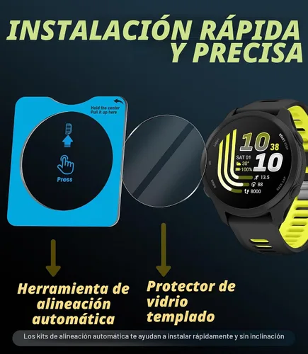 Vista 3 de Orzero - Protector de pantalla de vidrio templado compatible con Garmin Forerunner 70/170/170 Music/165/165 Music 1.677 in, protector de pantalla