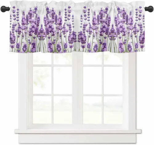 Vista 15 de Cenefa de primavera con amarre para ventanas de cocina, cenefas de cortina con lindos huevos coloridos de conejo, 42 x 12 pulgadas, 1 panel
