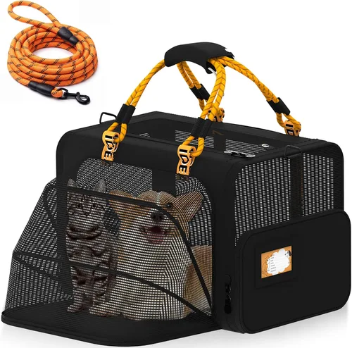 Vista 12 de PAWZIDEA Transportador de mascotas expandible aprobado por aerolíneas, transportador de perros pequeños de 18 x 11 x 11 pulgadas, transportador