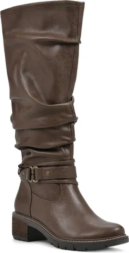 Vista 4 de WHITE MOUNTAIN Zapatos de mujer Crammers Botas altas de tacón apilado