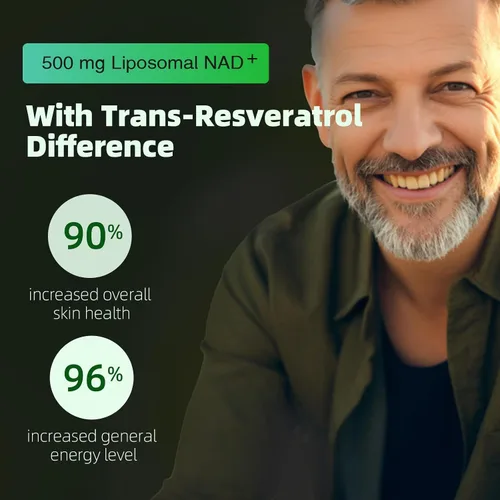 Vista 2 de NAD liposomal con resveratrol - Alternativa al suplemento NMNH - Suplemento NAD de alta pureza para antienvejecimiento, energía, concentración - 60