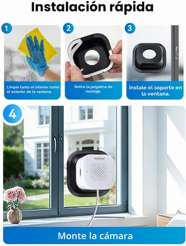 Vista 3 de Outinput Cámara de ventana sin taladro de 3MP 2K para seguridad del hogar, cámara de vigilancia de 2.4G y 5GHz con montaje en ángulo de visión