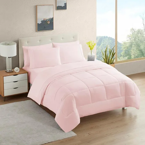 Vista 100 de Sweet Home Collection Juego de edredón de 7 piezas de color sólido para todas las estaciones, manta alternativa de plumón suave y lujosas sábanas