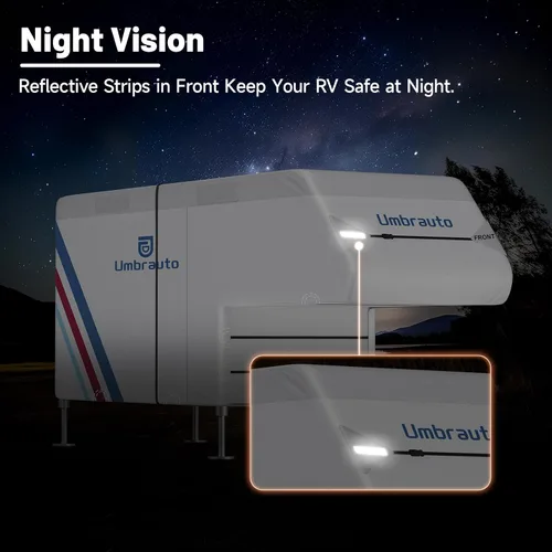 Vista 6 de Cubierta para camioneta camper para campers deslizables de 6–8 pies – Cubierta impermeable para RV Oxford 300D, con revestimiento plateado