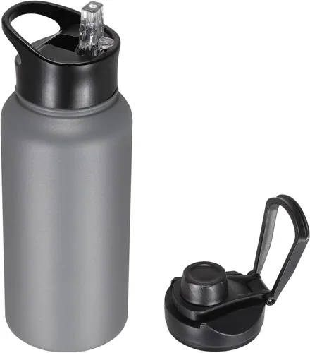 Vista 78 de Botella de agua aislada de 64 onzas con tapas de pajita y boquilla, jarra de agua de acero inoxidable de medio galón con mango de paracord, vacío