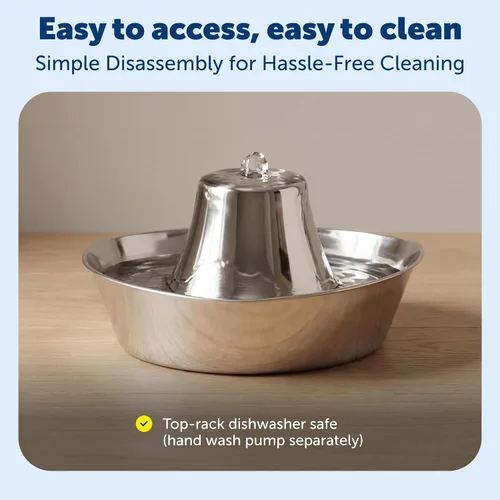 Vista 5 de PetSafe Seaside - Fuente de acero inoxidable para gatos y perros, filtros de agua adicionales y 1 bomba incluida, la torre crea un flujo relajante