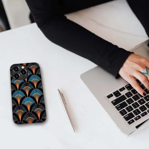Vista 6 de CARLOCA Compatible con iPhone 12, Funda de Art Deco con patrón, TPU suave + PC duro 2 en 1, Funda protectora única con patrón, antiarañazos, TPU