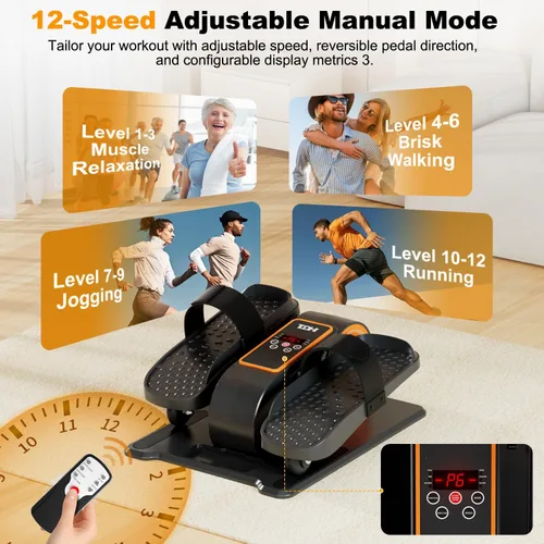 Vista 7 de Under Desk Elliptical Machine,Elliptical Leg Exerciser as Seen on TV for Seniors,Portable Electric Seated Foot Pedal Exerciser