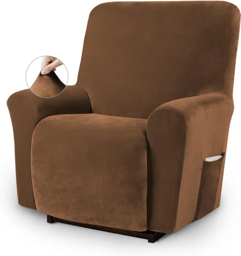 Vista 14 de Asnomy Fundas para Silla Reclinable Lazy Boy con Bolsillos, Fundas Elásticas de Terciopelo para Sofá, Fundas de 1 Pieza para Muebles, Protector