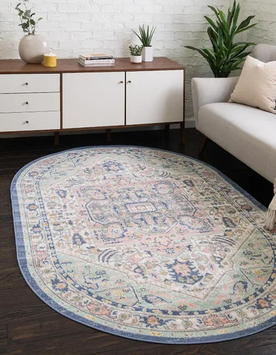 Vista 12 de Unique Loom Whitney Collection - Alfombra rectangular de 5 pies 3 pulgadas x 8 pies, color azul Multicolor/Azul