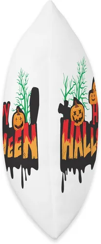 Vista 2 de happy helloween pumkin Happy Halloween - Almohada de calabaza (16 x 16 pulgadas), multicolor