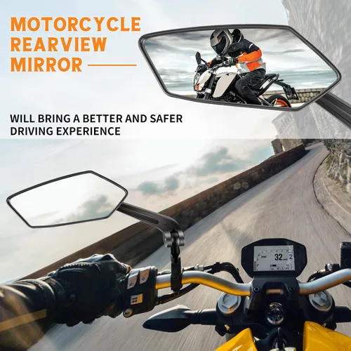 Vista 4 de JMTBNO Espejos universales negros para motocicleta de 0.315 in y 0.394 in, espejo lateral plegable compatible con Cruiser Suzuki Honda Victory ATV