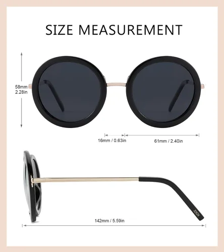 Vista 15 de JOOX Gafas de sol redondas polarizadas retro para mujer, gafas de sol vintage de gran tamaño con lente de protección UV 100%