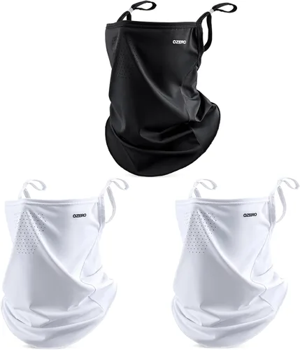 Vista 10 de OZERO Máscara facial para cuello, protección solar UV UPF 50+ para hombres Negro+Blanco