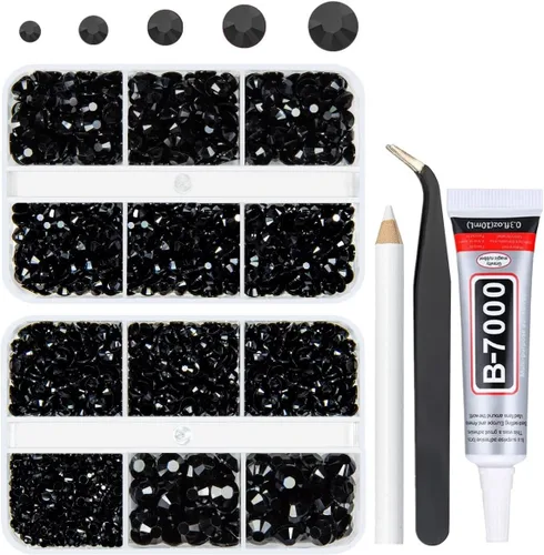 Vista 33 de qiipii Diamantes de imitación de resina AB verde aguamarina con pegamento B7000 para manualidades deslumbrantes de 2mm-6mm piedras gelatinosas