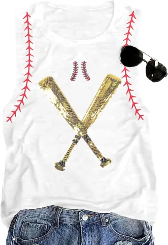 Vista 12 de Camiseta de béisbol para mujer, camiseta sin mangas con espalda cruzada para mujer, camiseta de béisbol para mamá, chaleco de verano, camiseta gris