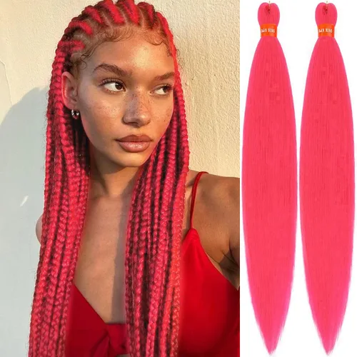 Vista 39 de Cabello trenzado preestirado ombré, extensiones de cabello trenzado sedoso, sin picazón, trenzas de cabello trenzado de ganchillo con textura Yaki