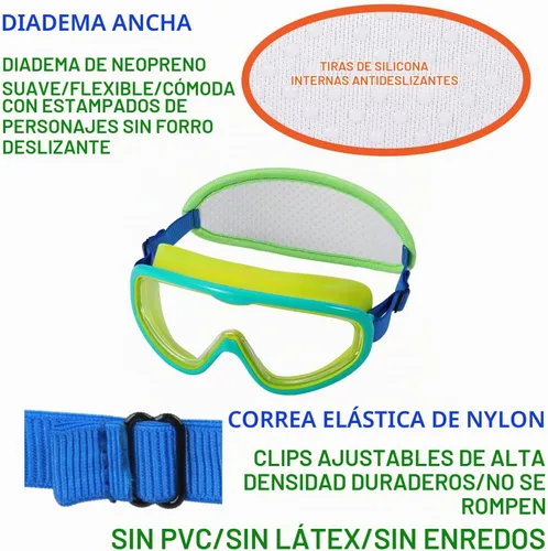 Vista 5 de Kids Goggles Swimming 4-7,Kids Goggles Fabric Strap,Wide View Swimming Goggles for Toddler