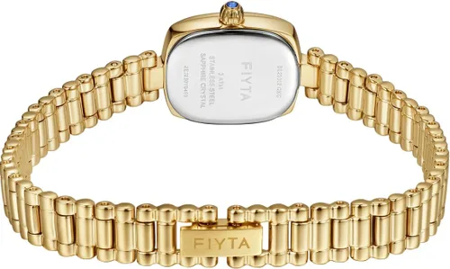 Vista 3 de FIYTA Reloj dorado pequeño para mujer, caja rectangular vintage, relojes de pulsera de acero inoxidable para mujer