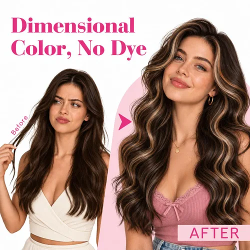 Vista 3 de Ve Sunny Extensiones de cabello humano real con cinta, cabello humano Remy, lacio, doble cara, color marrón oscuro, balayage, rubio dorado oscuro