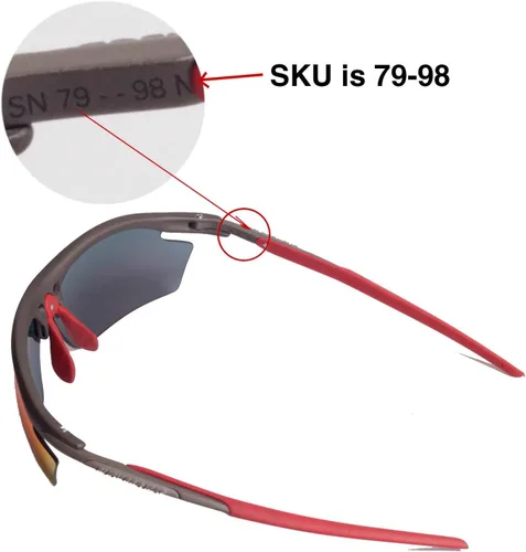 Vista 4 de Walleva Dos pares de lentes de repuesto polarizadas para gafas de sol Rudy Project Rydon, rojo fuego + azul hielo, Rojo fuego+azul hielo