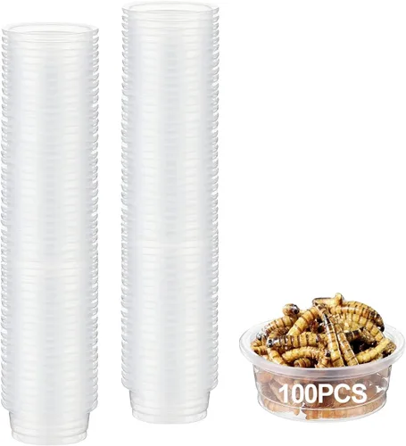 Vista 7 de Vasos de alimentación de agua y alimentos con cresta de Gecko de 0.5 onzas, cuencos de alimentación de reptiles, plato de comida de repuesto