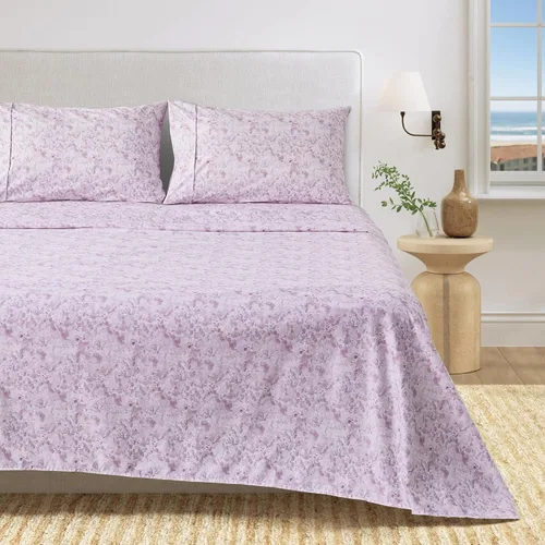 Vista 18 de Great Bay Home - Sábanas de microfibra, estampado costero, sin arrugas, bolsillo profundo, tema de playa, colección Newport (Queen, concha marina)