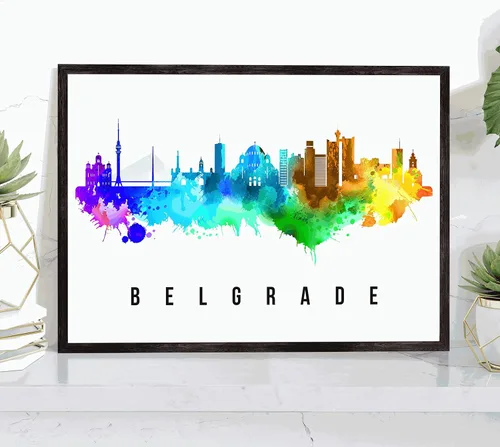 Vista 11 de Póster de Kazan Skyline Rusia, pintura de paisaje urbano de Kazan, póster de Rusia, paisaje urbano de Kazán y estampado de monumentos, arte de pared