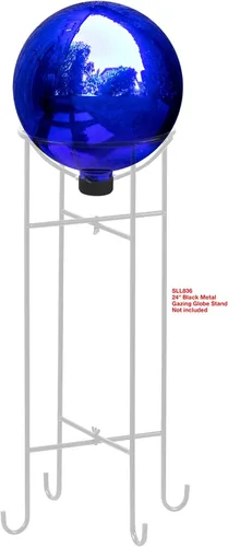 Vista 10 de Alpine Corporation Globo mirador de cristal para interiores y exteriores de 10 pulgadas — Decoración festiva de jardín y patio — Azul