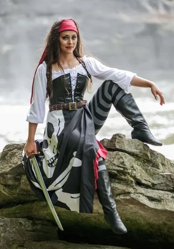 Vista 12 de Disfraz de pirata gitana para mujer talla extra Multicolor