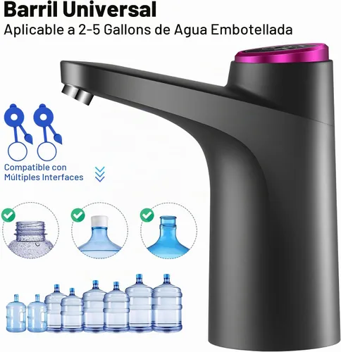 Vista 2 de Dispensador de agua de 5 galones - Bomba de agua potable eléctrica automática con carga USB para jarras de 2 a 5 galones