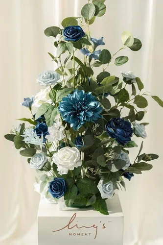 Vista 5 de Ling's moment - Flores independientes de 36", azul marino polvoriento Azul polvoriento y azul marino