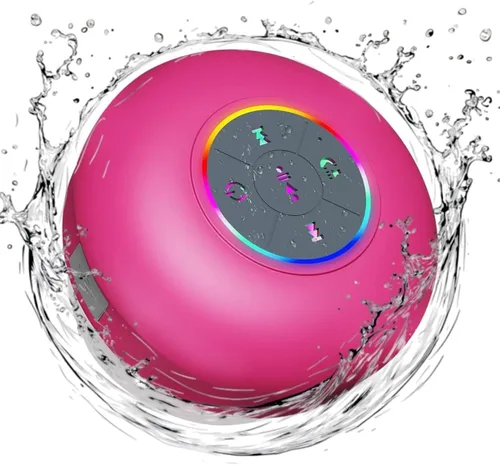 Vista 11 de Altavoz de ducha Bluetooth con LED – Altavoz mini inalámbrico portátil con micrófono y ventosa, resistente al agua IPX4 para ducha, viaje, piscina