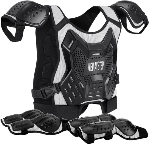 Vista 8 de Protector de Pecho para Bicicleta de Tierra para Niños - Chaleco de Armadura de Motocicleta Motocross con Rodilleras y Coderas - Traje de Protección